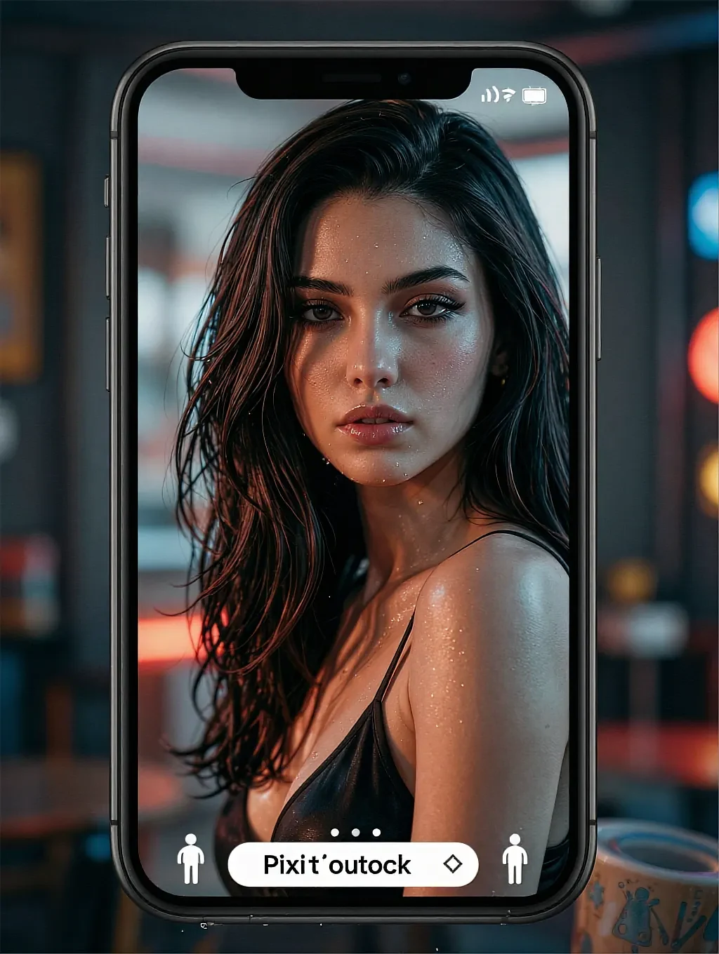 AI girlfriend picture chat: a photo of a fictional character opened full screen on a phone